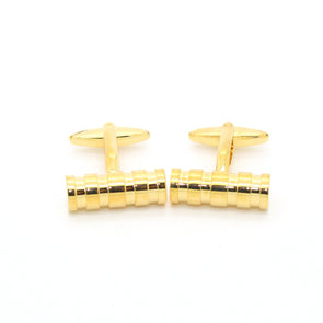 Goldtone Brass Ridgid Cylinder Cuff Links With Jewelry Box