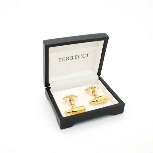 Goldtone Bottle Cuff Links With Jewelry Box