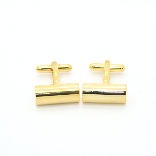 Goldtone Brass Cylinder Cuff Links With Jewelry Box
