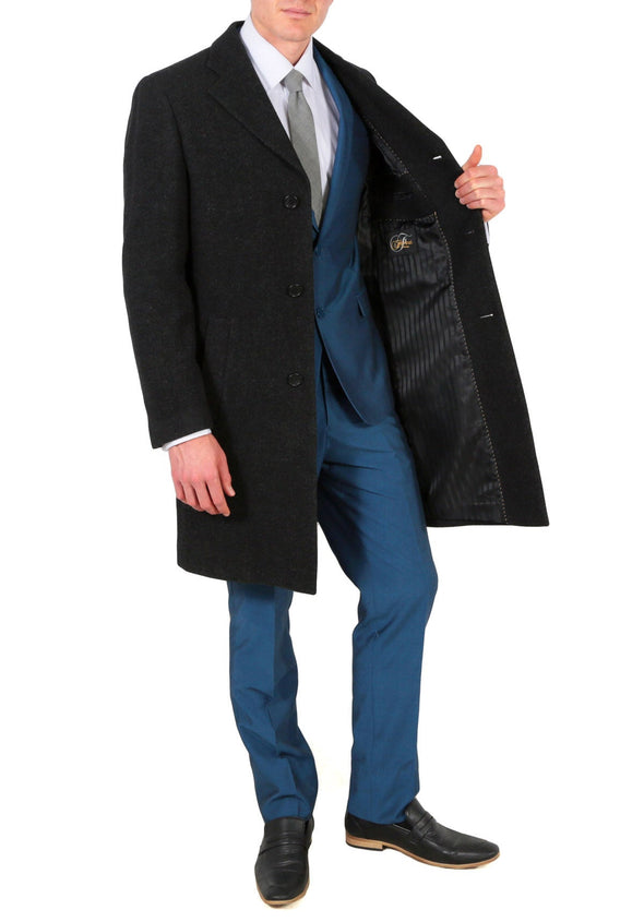 'Klein' Men's Wool Charcoal Top Coat-Klein