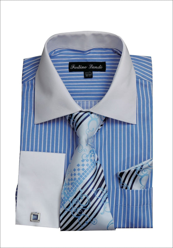 Men Shirt FL631-Blue - Church Suits For Less