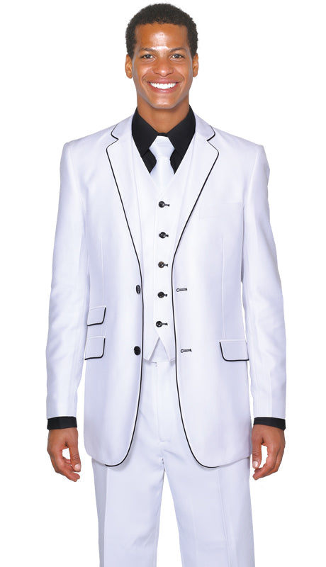 Milano Moda Men Suit 5702V1 White Men Suits Direct
