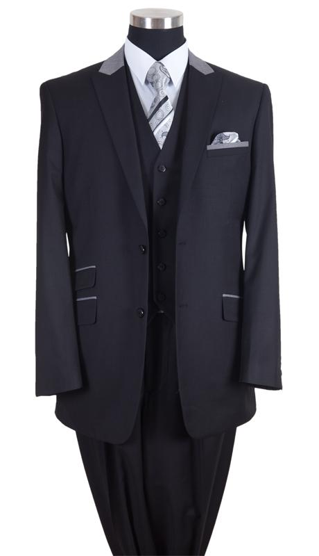 Milano Moda Men Suit-57023-Black/Grey - Church Suits For Less