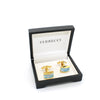 Goldtone Blue Shell Cuff Links With Jewelry Box