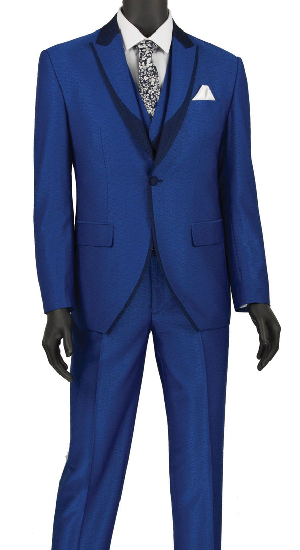 Vinci Men Suit SV2R-5-Blue - Church Suits For Less