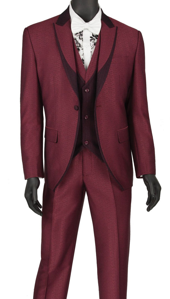 Vinci Men Suit SV2R-5-Burgundy - Church Suits For Less