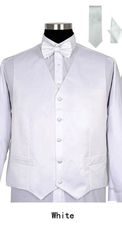 Men Tuxedo Vest V004-White