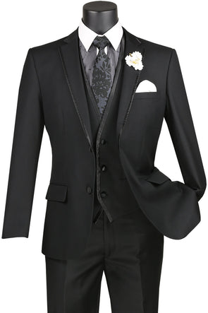 Vinci Men Suit SV2T-8-Black - Church Suits For Less