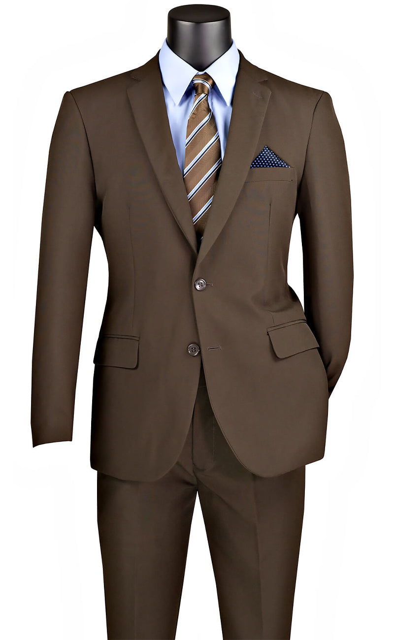 Men Slim Fit Suit S-2PP-Brown – Men Suits Direct