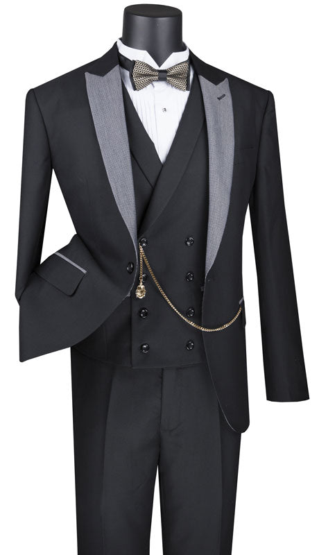 Vinci Men Suit SV2R-6-Black - Church Suits For Less