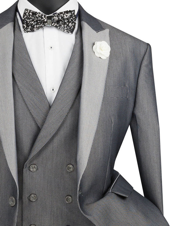 Vinci Men Suit SV2R-6-Silver - Church Suits For Less