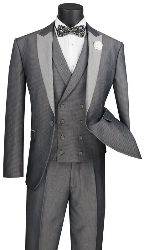 Vinci Men Suit SV2R-6-Silver - Church Suits For Less