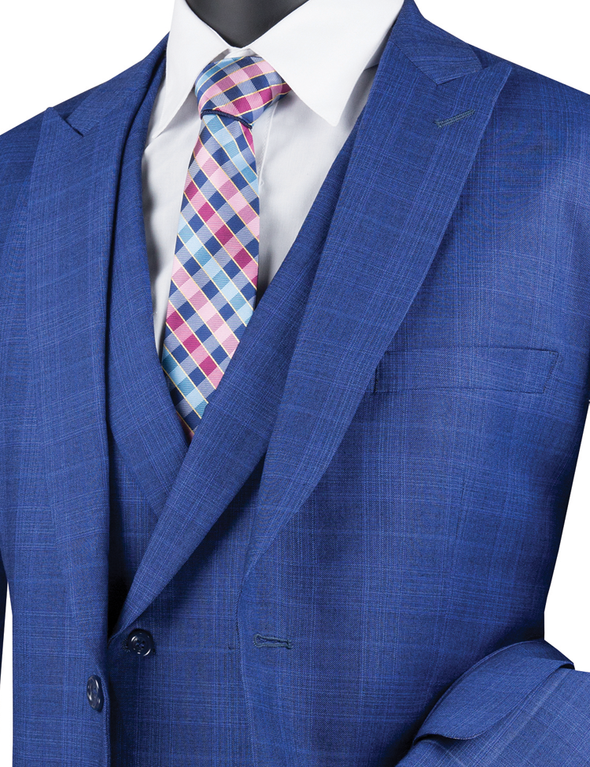 Vinci Men Suit MV2W-1-Blue - Church Suits For Less