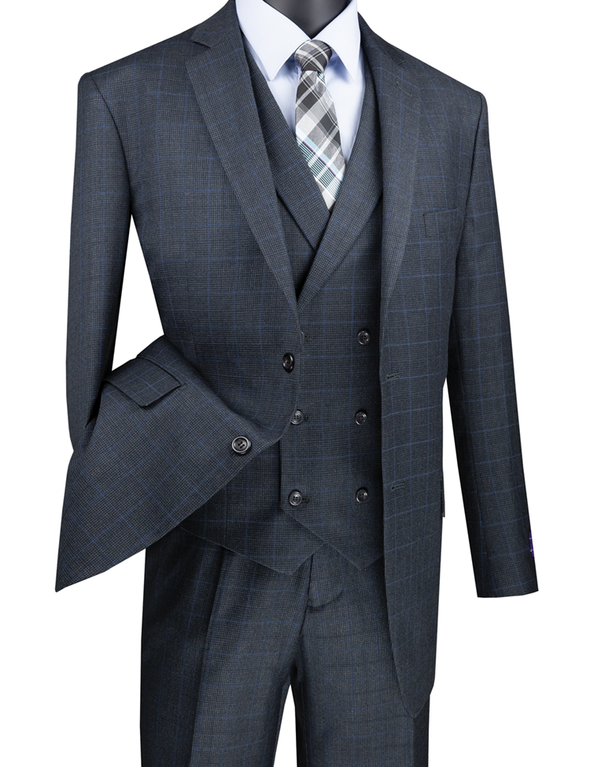 Vinci Men Suit V2RW-13-Charcoal - Church Suits For Less