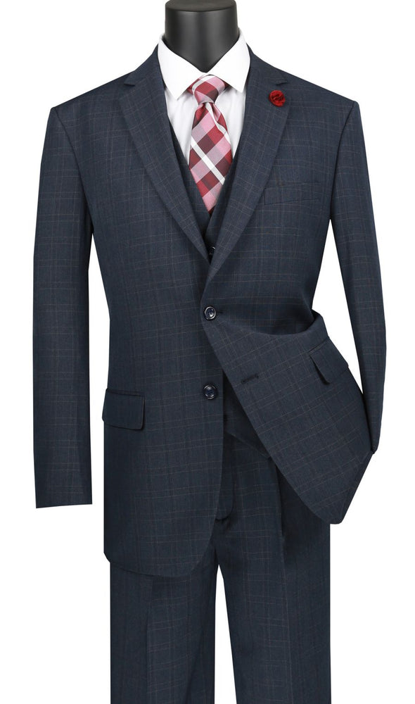 Vinci Men Suit V2RW-15-Blue - Church Suits For Less