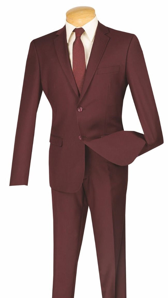 Vinci Men Suit US900-1-Burgundy - Church Suits For Less