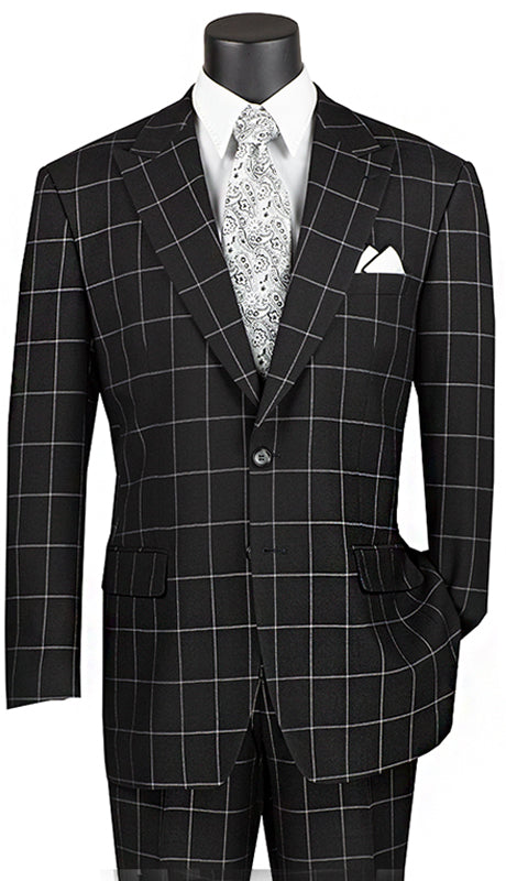 Vinci Men Suit 2RW-2C-Black - Church Suits For Less