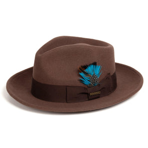 Men Crushable Brown Fedora Hat - Church Suits For Less