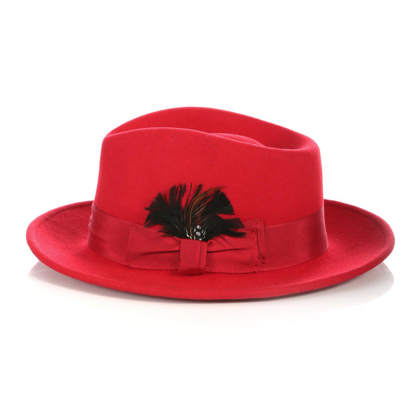 Men Church Fedora Hat Red - Church Suits For Less