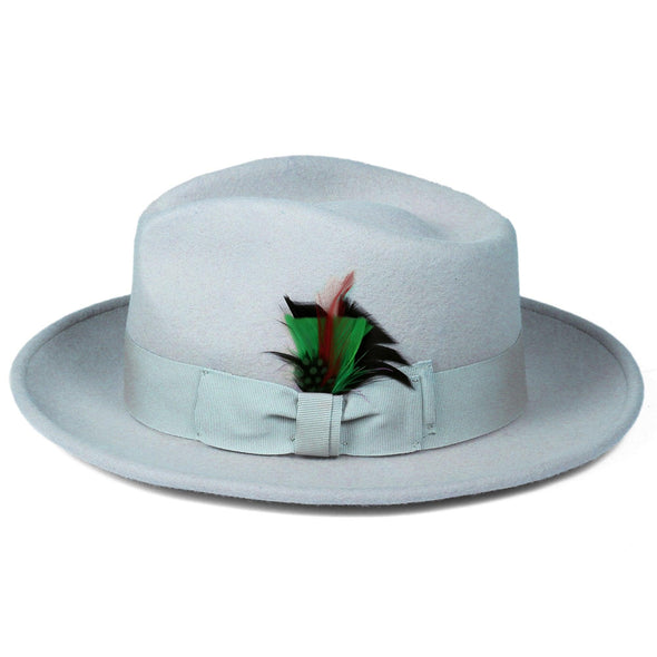 Men Crushable Fedora Hat - Sky Blue - Church Suits For Less