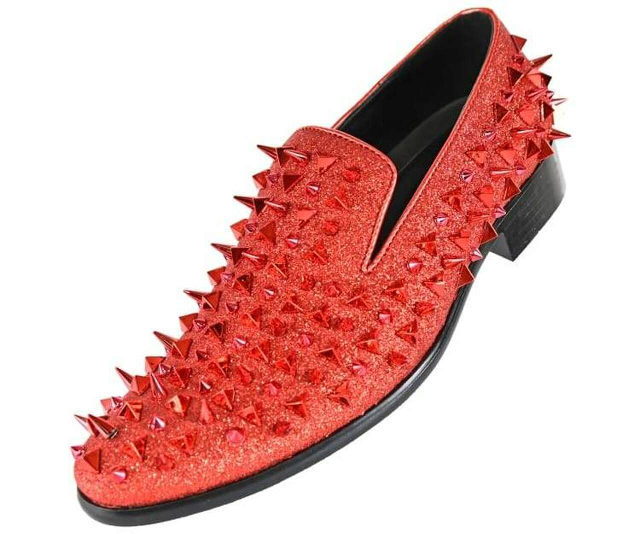 Red Spiked Glitter Smoking Loafer 9.5 / Red