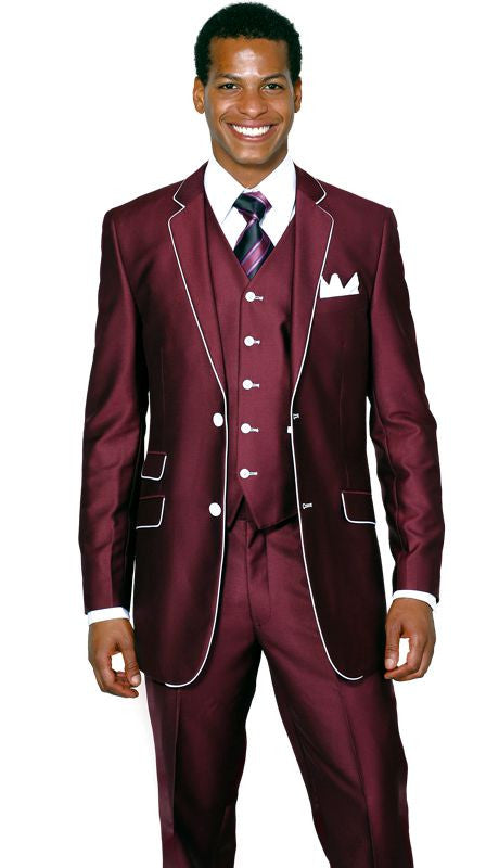 Milano Moda Men Suit 5702V1-Burgundy - Church Suits For Less
