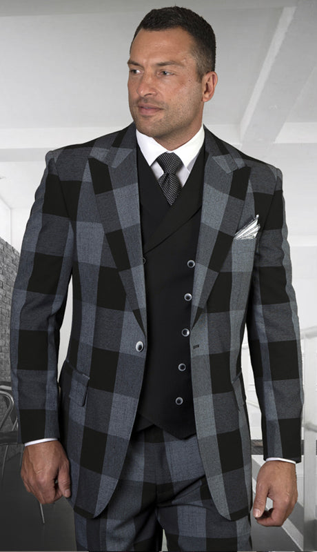 Checked Black Men Blazer