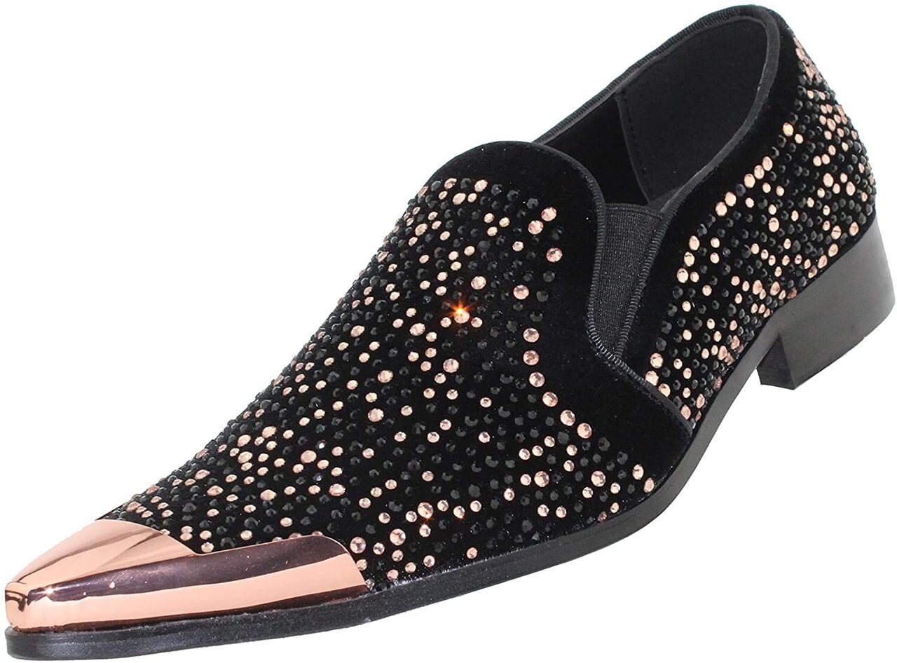 black and gold mens dress shoes Men's Prom Smoking Slippers Mens Sparkly Dress Shoes | Wide Variety Leave no head unturned Santimon Mens Dress Shoes Slip