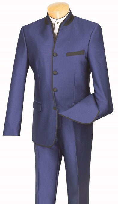 Vinci Men Suit S4HT-1-Blue - Church Suits For Less