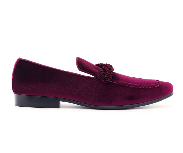 Mens burgundy velvet hot sale dress shoes