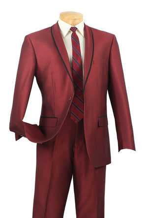 Vinci Men Suit SSH-1-Maroon - Church Suits For Less