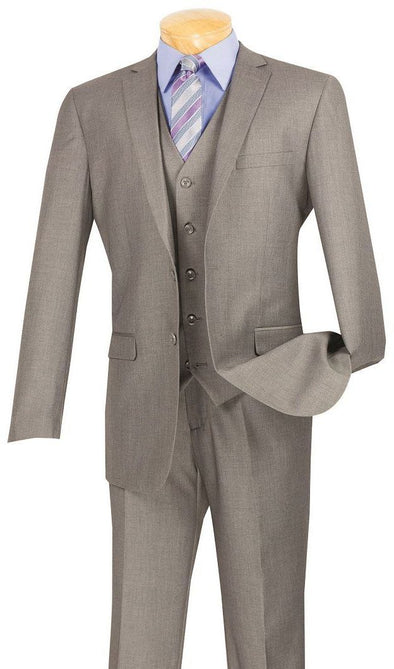 Vinci Men Suit SV2900-Medium Grey - Church Suits For Less