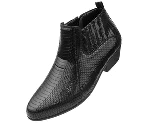 Men Dress Mid MSD-Boot-Snake-Black - Church Suits For Less