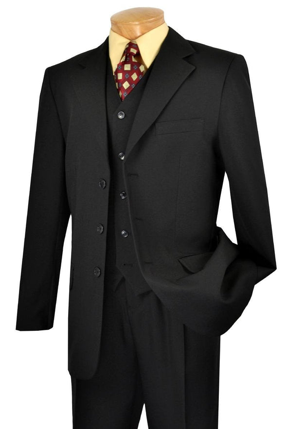 Vinci Men Suit V-3PP-Black - Church Suits For Less